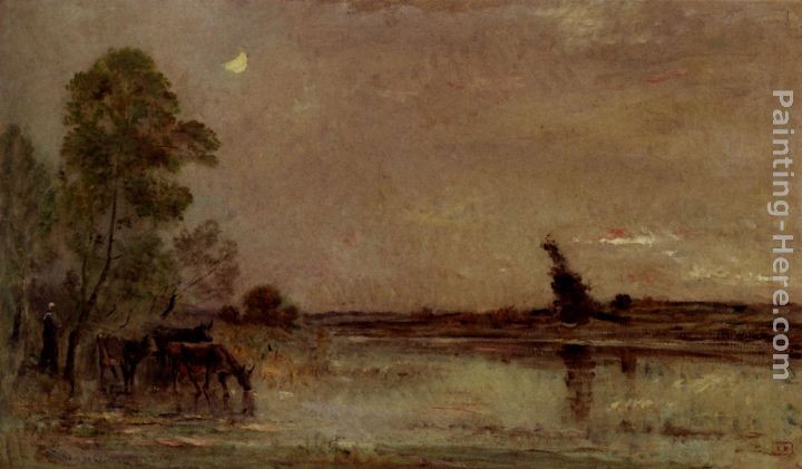 Charles-Francois Daubigny L'Abreuvoir, Effet De Lune